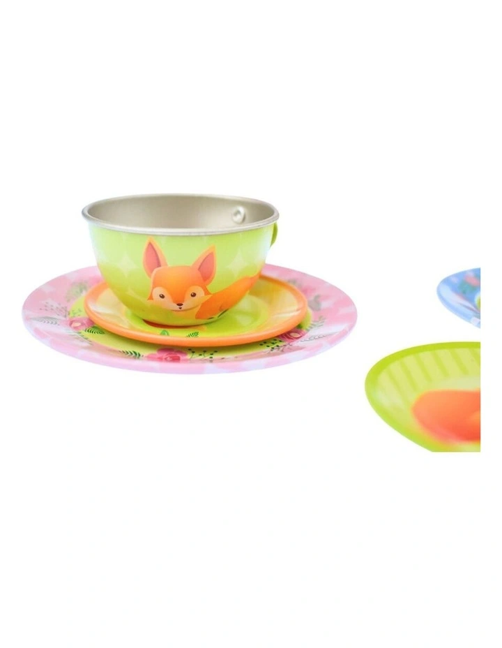 15pc Kaper Kidz Woodland Fox Tin Tea Pretend Play Set Kids 3y image 4