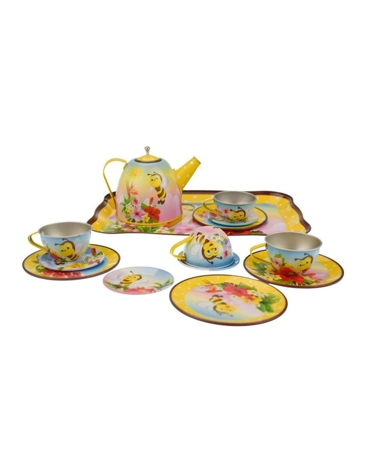 15pc Kaper Kidz Bee Tin Tea Set Kids Pretend Play Toy 3 Years Plus image 2