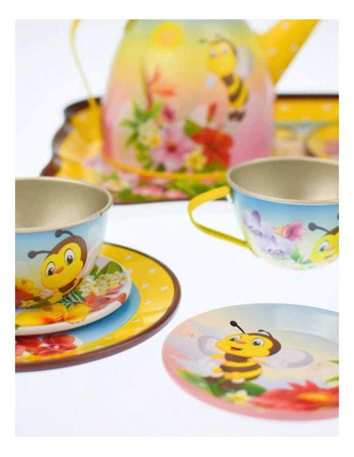 15pc Kaper Kidz Bee Tin Tea Set Kids Pretend Play Toy 3 Years Plus image 4