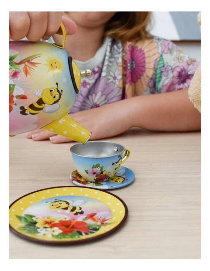 15pc Kaper Kidz Bee Tin Tea Set Kids Pretend Play Toy 3 Years Plus image 5