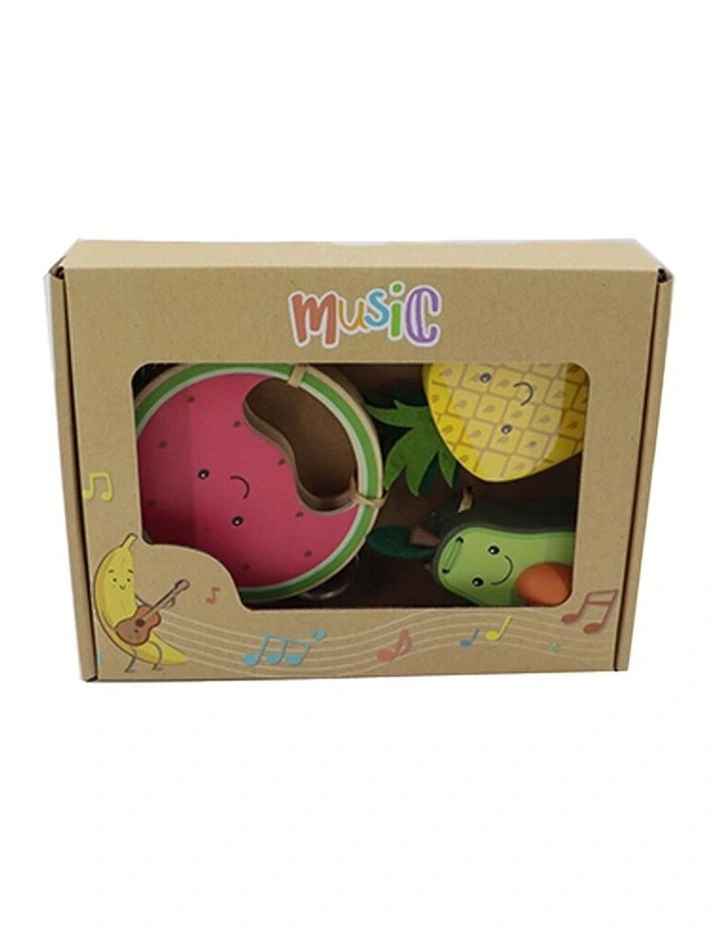 3pc Kaper Kidz Wooden Fruits Kids Toddler Musical Toys Set 18 Months Plus image 1