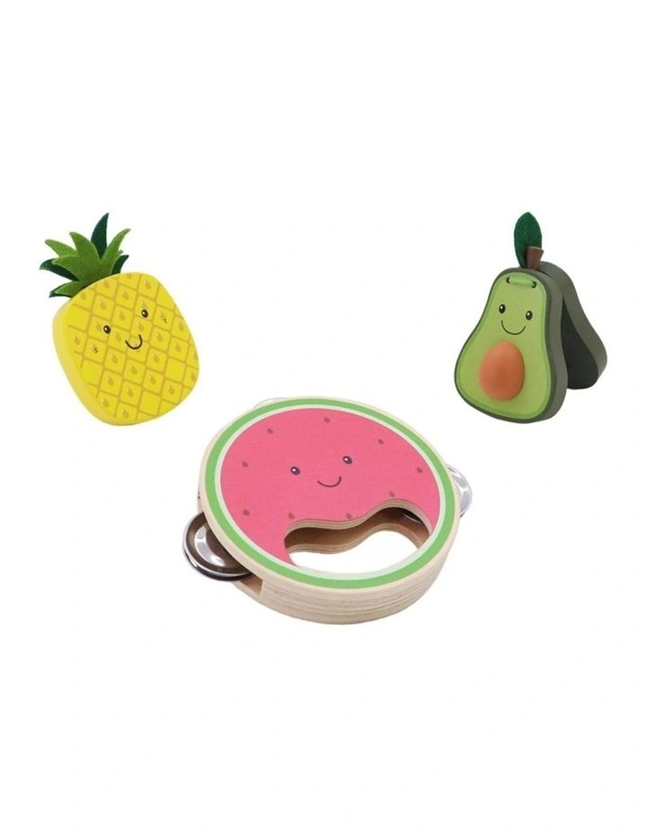 3pc Kaper Kidz Wooden Fruits Kids Toddler Musical Toys Set 18 Months Plus image 2