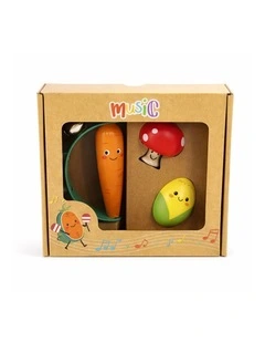 3pc Kaper Kidz Wooden Kids Musical Play Toy Set Birch Wood 0m 