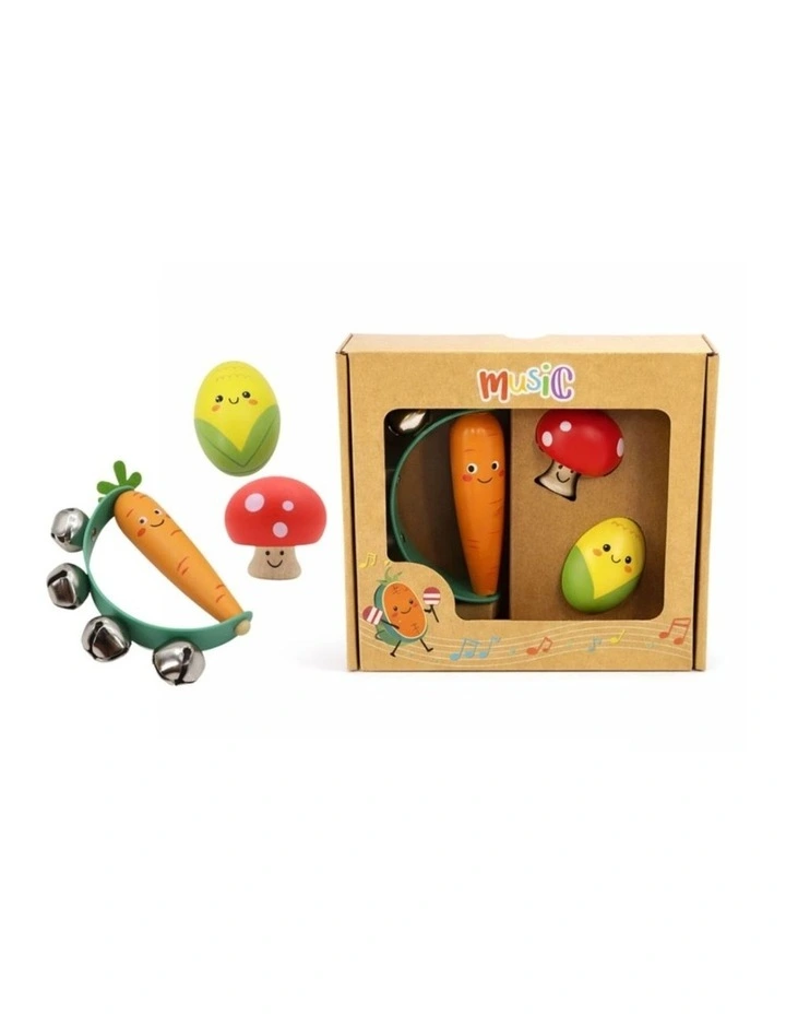 3pc Kaper Kidz Wooden Kids Musical Play Toy Set Birch Wood 0m image 3