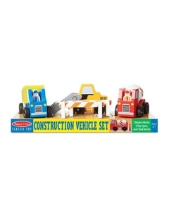 Melissa & Doug Construction Vehicle Set Wooden Toy With Figures Kids 2y 