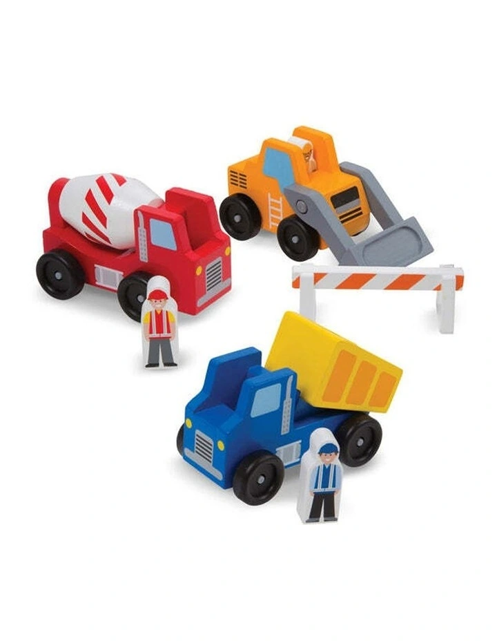 Melissa & Doug Construction Vehicle Set Wooden Toy With Figures Kids 2y image 2