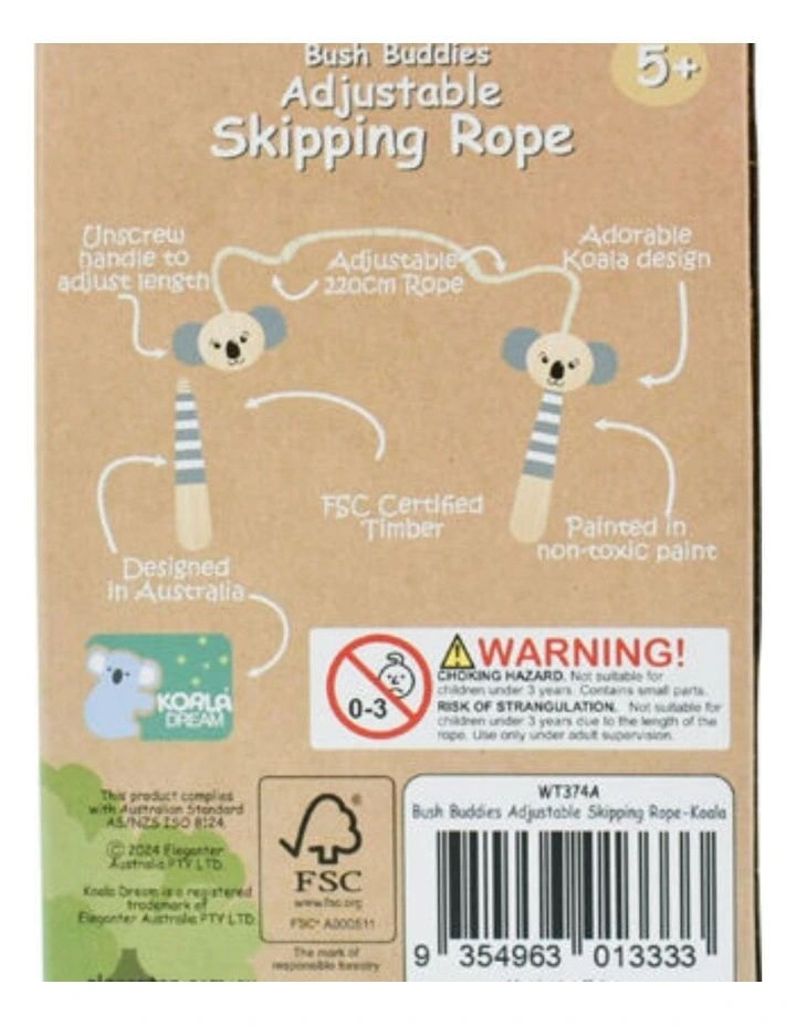 Koala Dream Bush Buddies Koala Wooden Adjustable Skipping Rope Kids 5y image 4