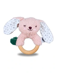 Koala Dream Snuggle Buddy Berry Bunny Wooden Ring Rattle Pink Baby Toy 0M 