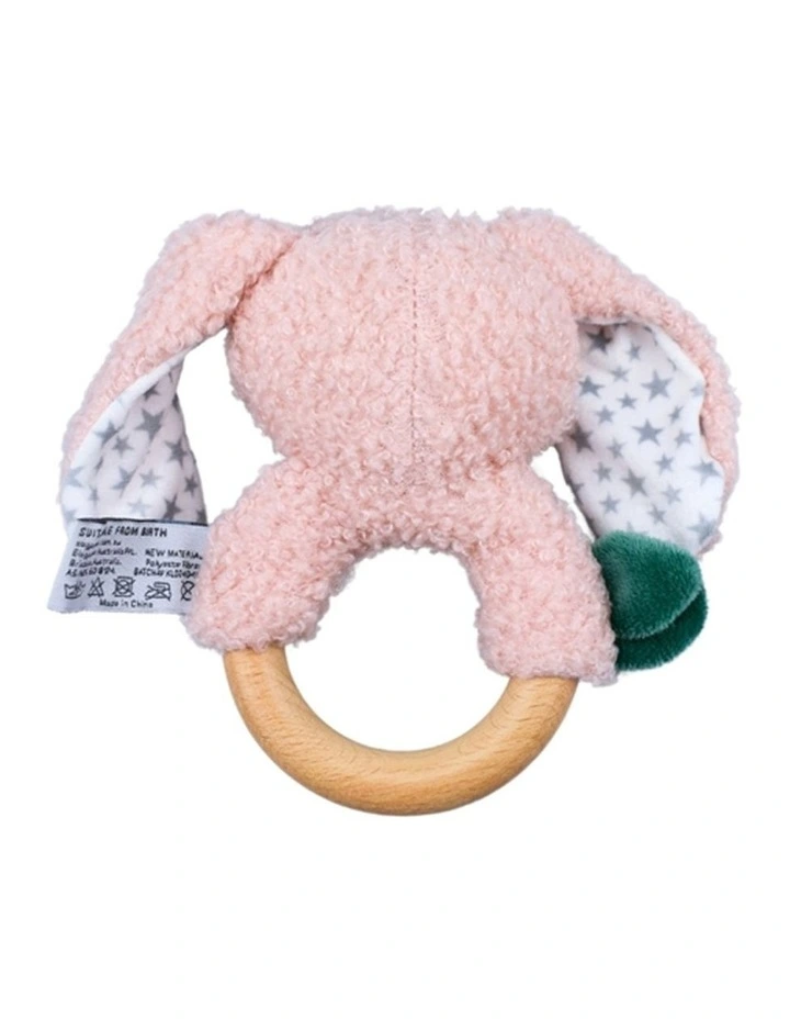 Koala Dream Snuggle Buddy Berry Bunny Wooden Ring Rattle Pink Baby Toy 0M image 2