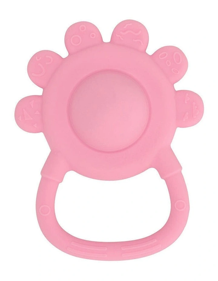 2pc Annabel Trends Silicone Hand Rattle Teether Baby Toy Set Pink image 2