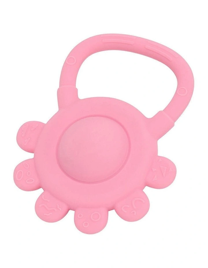 2pc Annabel Trends Silicone Hand Rattle Teether Baby Toy Set Pink image 3