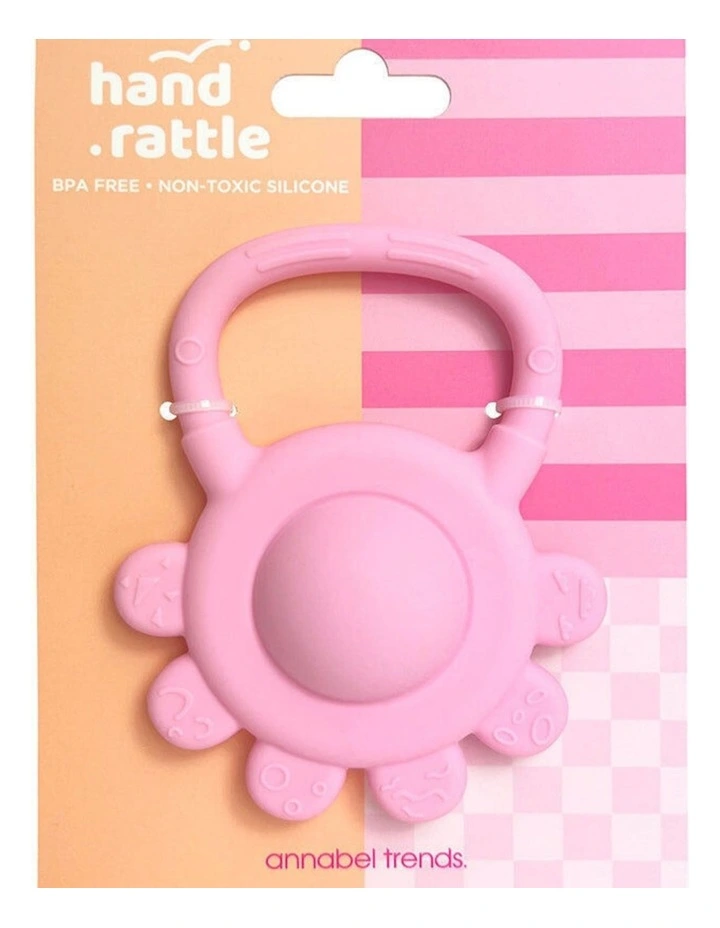 2pc Annabel Trends Silicone Hand Rattle Teether Baby Toy Set Pink image 4