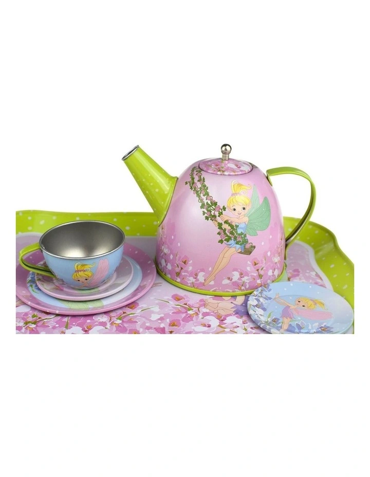 Kaper Kidz 15pc Fairy Tin Tea Set Kids Pretend Play Suitcase 3 Years Plus image 4