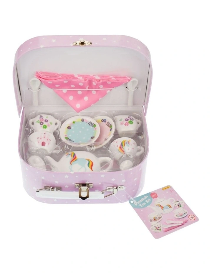Kaper Kidz Unicorn Porcelain Tea Set 13 Piece Childrens Pretend Play 3 Plus image 3