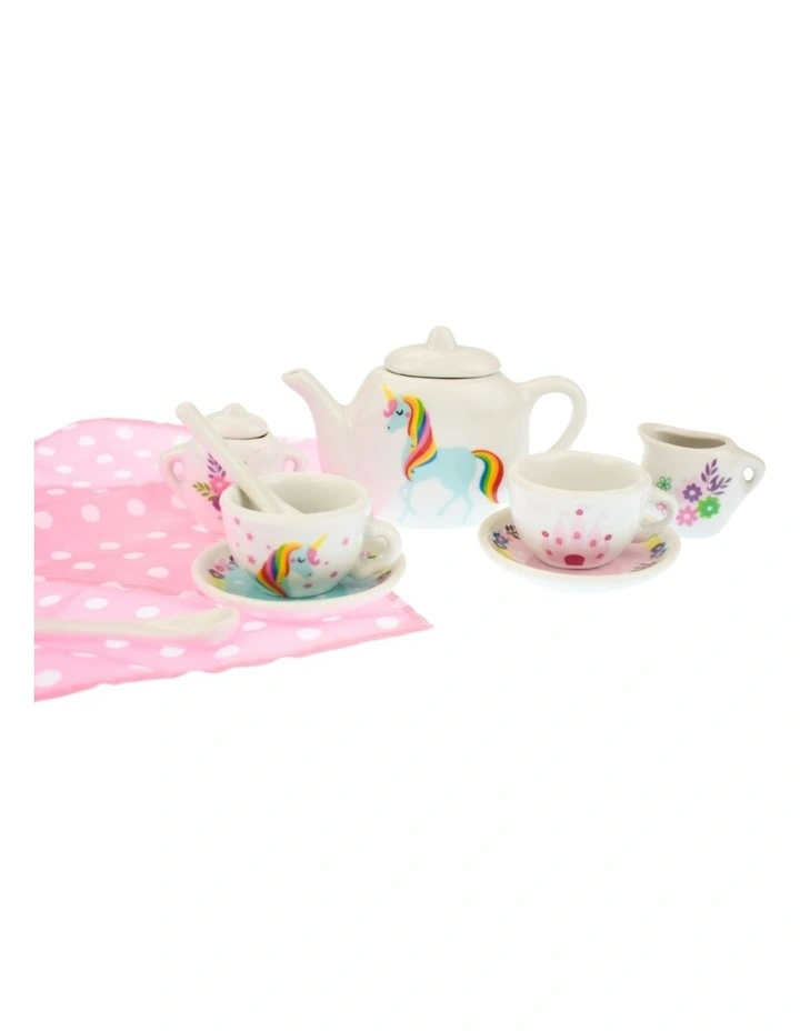 Kaper Kidz Unicorn Porcelain Tea Set 13 Piece Childrens Pretend Play 3 Plus image 4