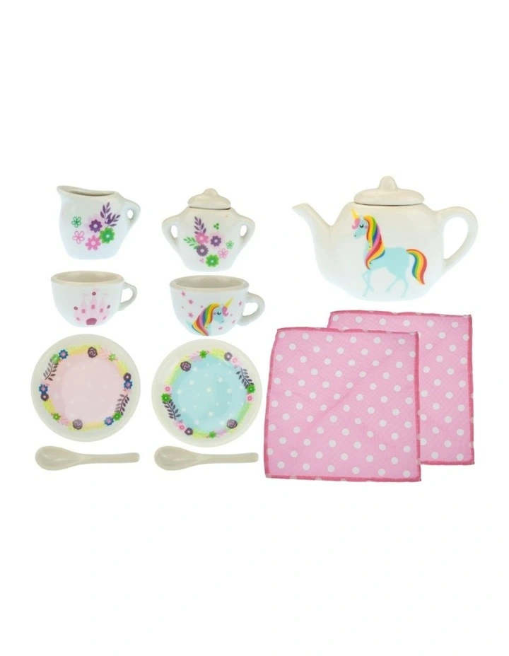 Kaper Kidz Unicorn Porcelain Tea Set 13 Piece Childrens Pretend Play 3 Plus image 5