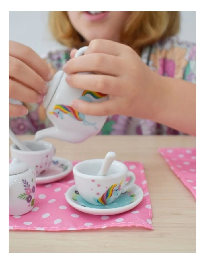 Kaper Kidz Unicorn Porcelain Tea Set 13 Piece Childrens Pretend Play 3 Plus image 6