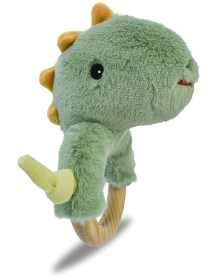 Koala Dream Snuggle Buddy Minty Dinosaur Wooden Ring Rattle Green 0M image 1