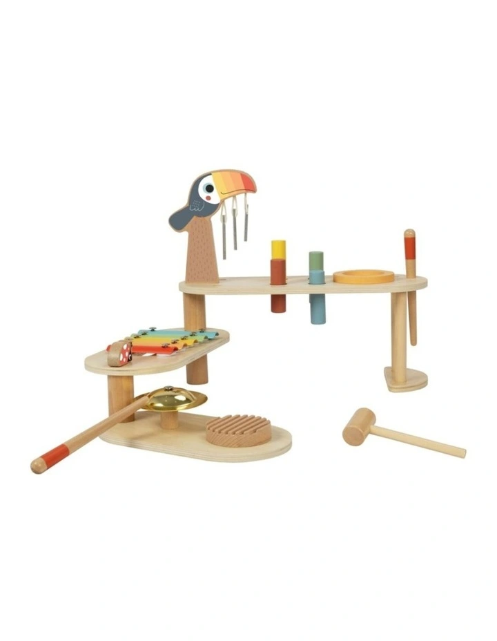 Tooky Toy Kids Play Folding Music Stage Wooden Musical Activity Bench 3y image 1