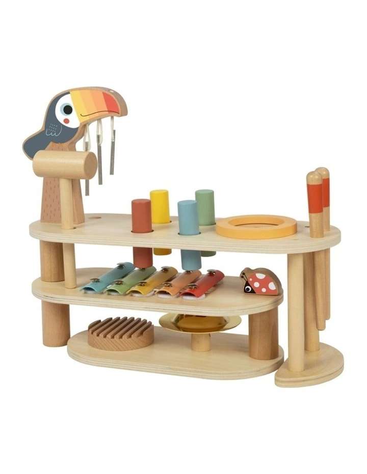 Tooky Toy Kids Play Folding Music Stage Wooden Musical Activity Bench 3y image 2
