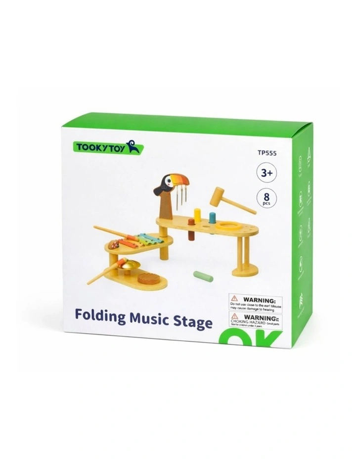 Tooky Toy Kids Play Folding Music Stage Wooden Musical Activity Bench 3y image 5