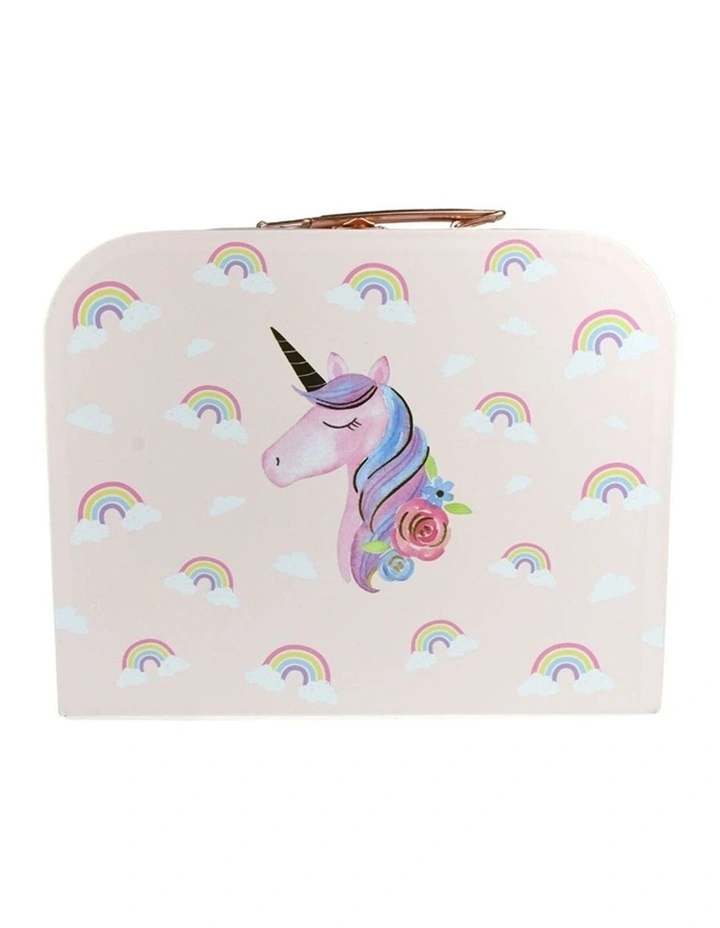 18PC Kaper Kidz Rainbow Unicorn Tin Tea Mug Set in Suitcase Kids 3y image 2