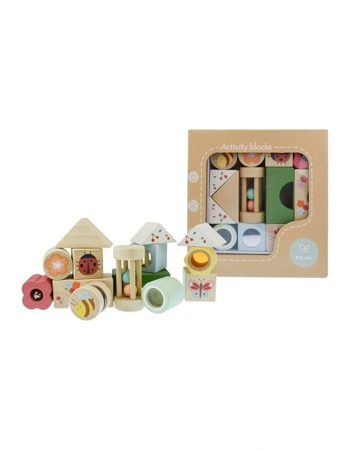 Kaper Kidz 14pc Wooden Spring Insect Activity Blocks Sensory Toy 12 Months image 1