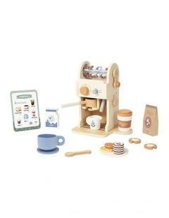 Tooky Toy Kids Pretend Play Wooden Coffee Machine Playset 3y  Accessories