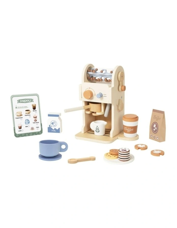 Tooky Toy Kids Pretend Play Wooden Coffee Machine Playset 3y  Accessories image 1