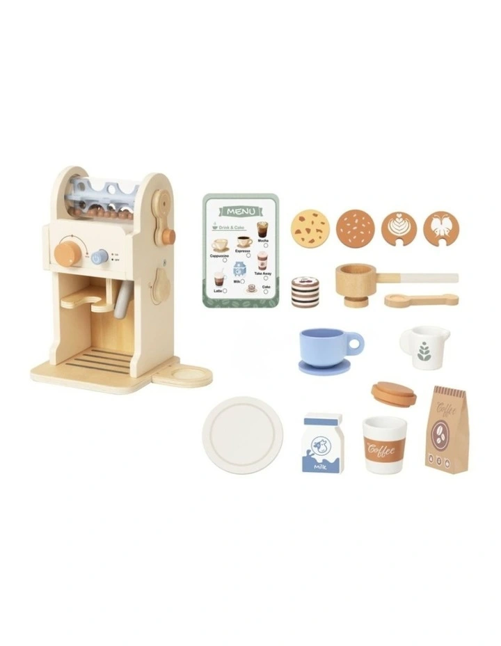 Tooky Toy Kids Pretend Play Wooden Coffee Machine Playset 3y  Accessories image 2