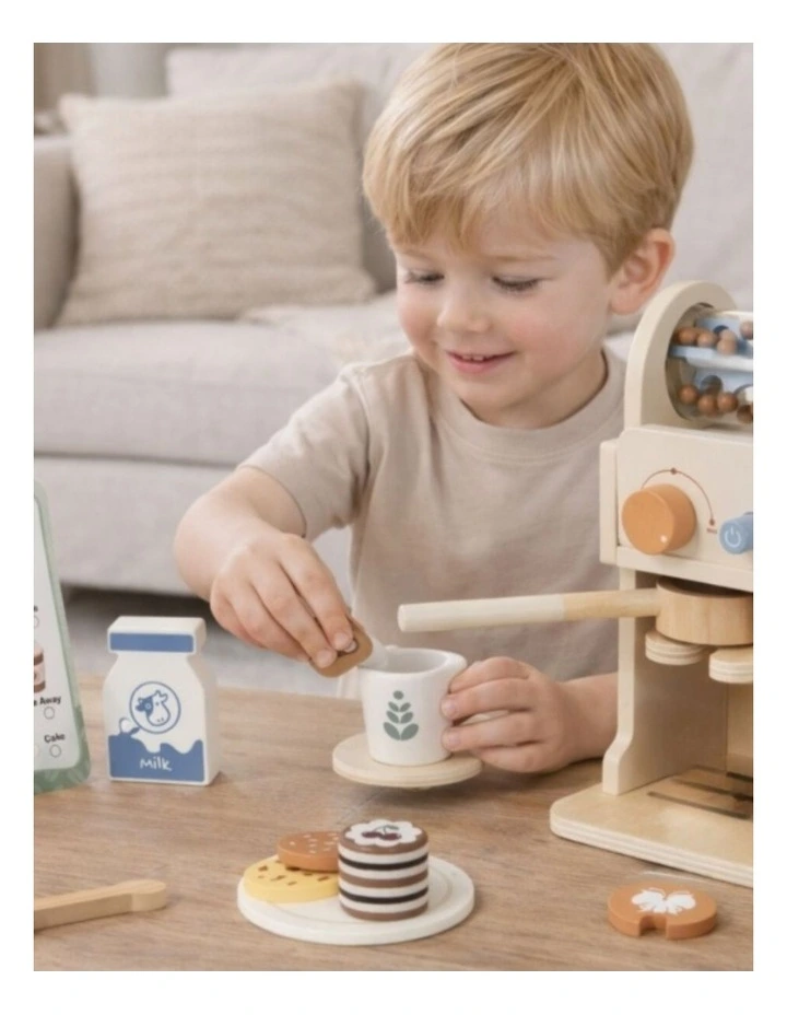 Tooky Toy Kids Pretend Play Wooden Coffee Machine Playset 3y  Accessories image 6