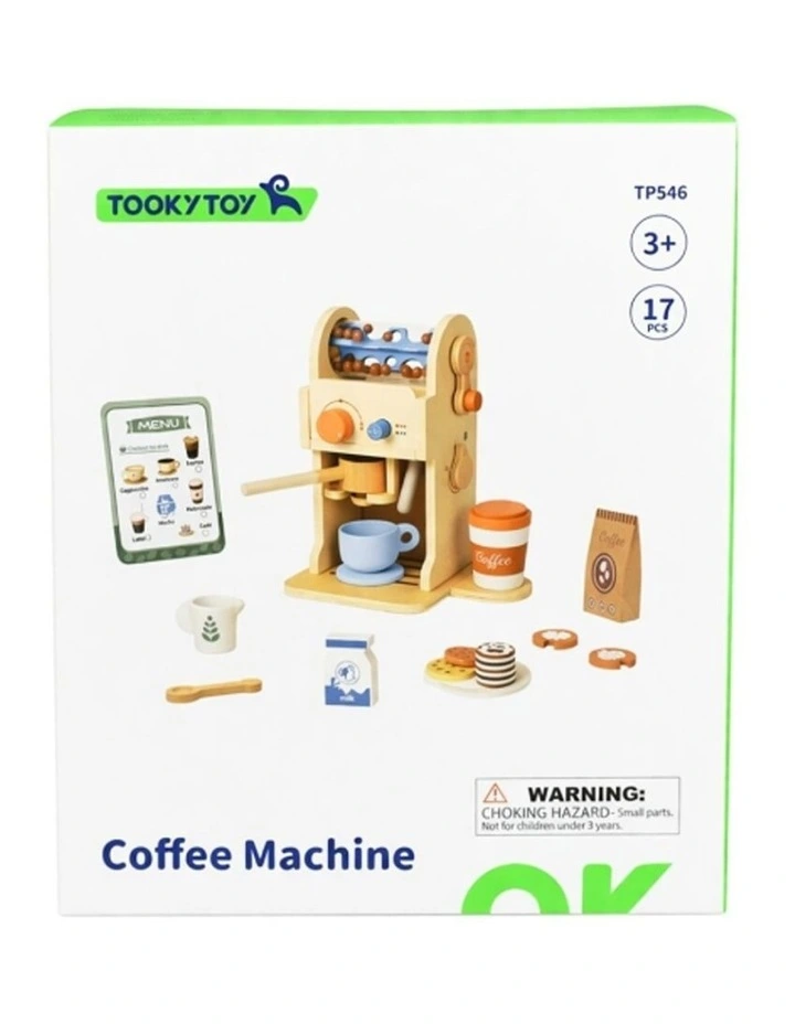 Tooky Toy Kids Pretend Play Wooden Coffee Machine Playset 3y  Accessories image 7