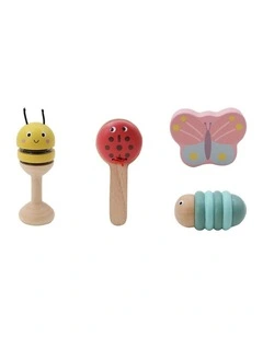 4pc Kaper Kidz Wooden Spring Insect Music Set Kids Toy 18m 