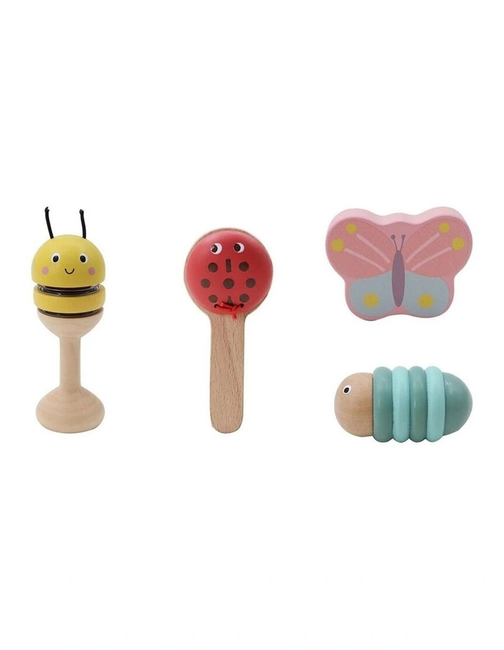 4pc Kaper Kidz Wooden Spring Insect Music Set Kids Toy 18m image 1