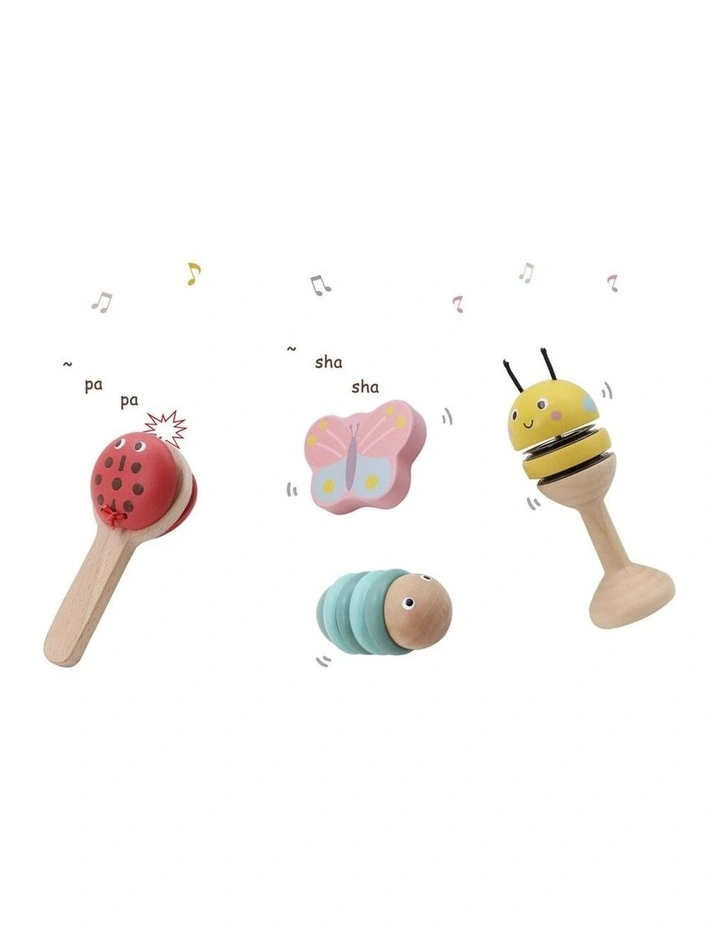 4pc Kaper Kidz Wooden Spring Insect Music Set Kids Toy 18m image 2