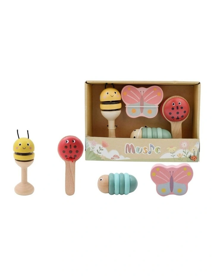 4pc Kaper Kidz Wooden Spring Insect Music Set Kids Toy 18m image 3