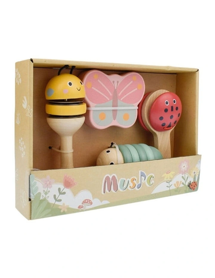 4pc Kaper Kidz Wooden Spring Insect Music Set Kids Toy 18m image 5