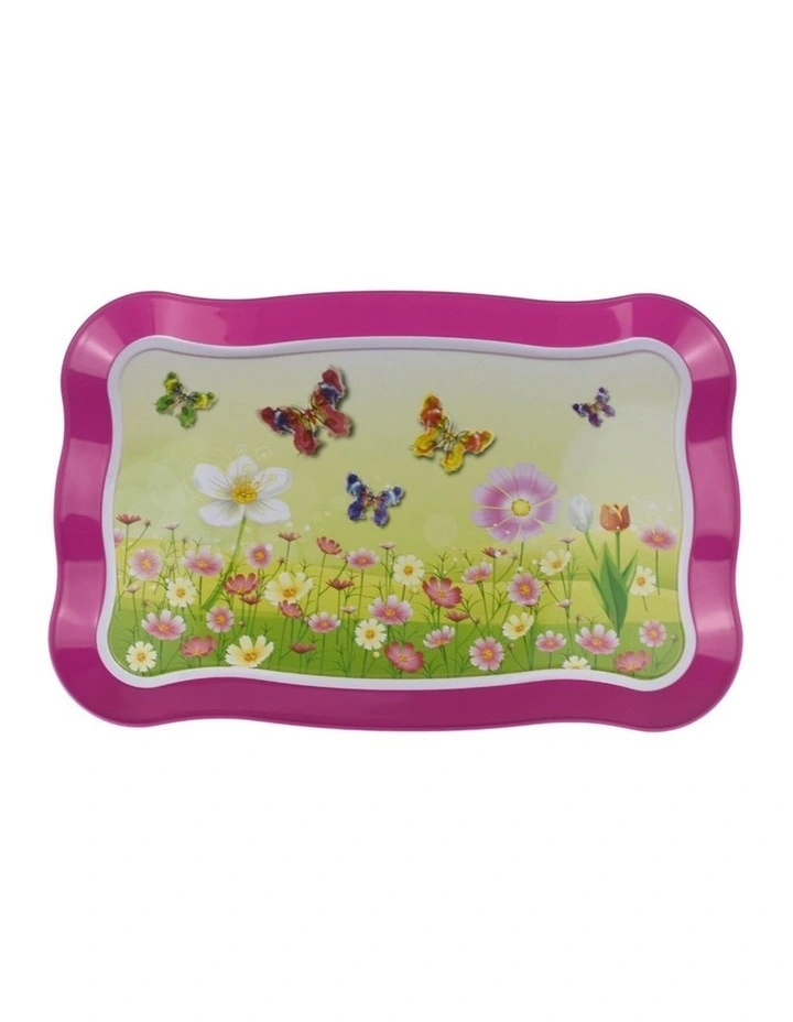Kaper Kidz Pink Butterfly Tin Tea Set 15 Pieces Pretend Play Kids 3y  image 5