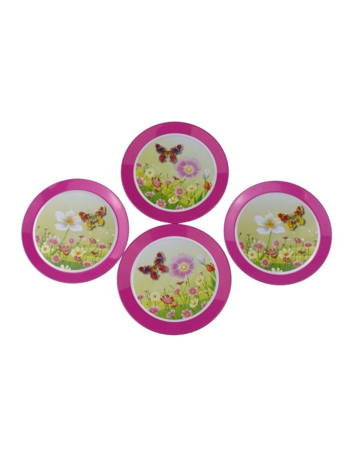 Kaper Kidz Pink Butterfly Tin Tea Set 15 Pieces Pretend Play Kids 3y  image 6