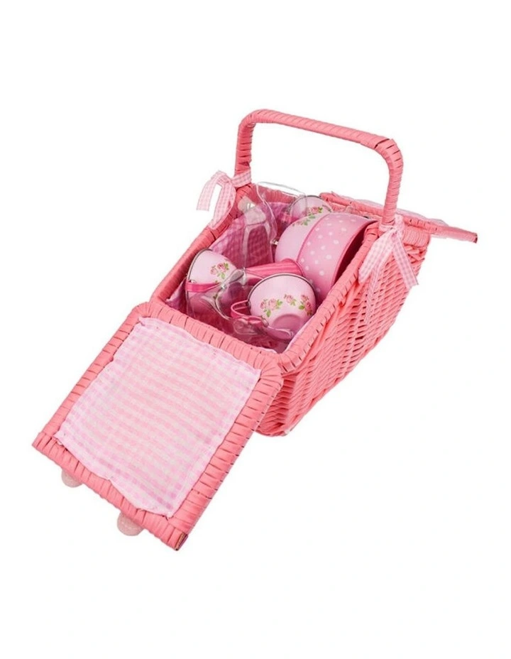 18pc Kaper Kidz Rose Tin Tea Set with Picnic Basket Kids Toy 3y  image 4