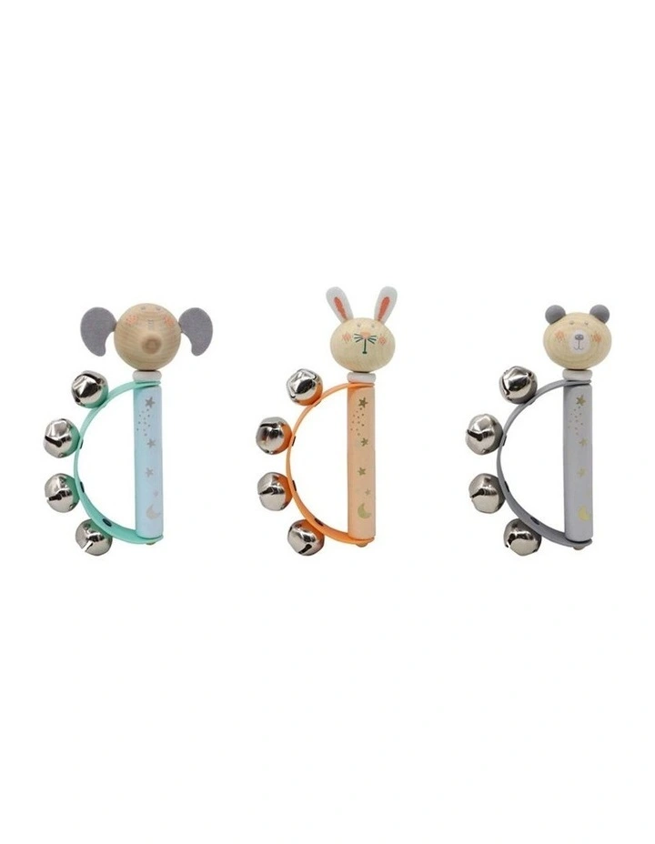 Kaper Kidz Calm Breezy Animal Wooden Hand Bell Toy Baby Rattle 0 Assorted image 2