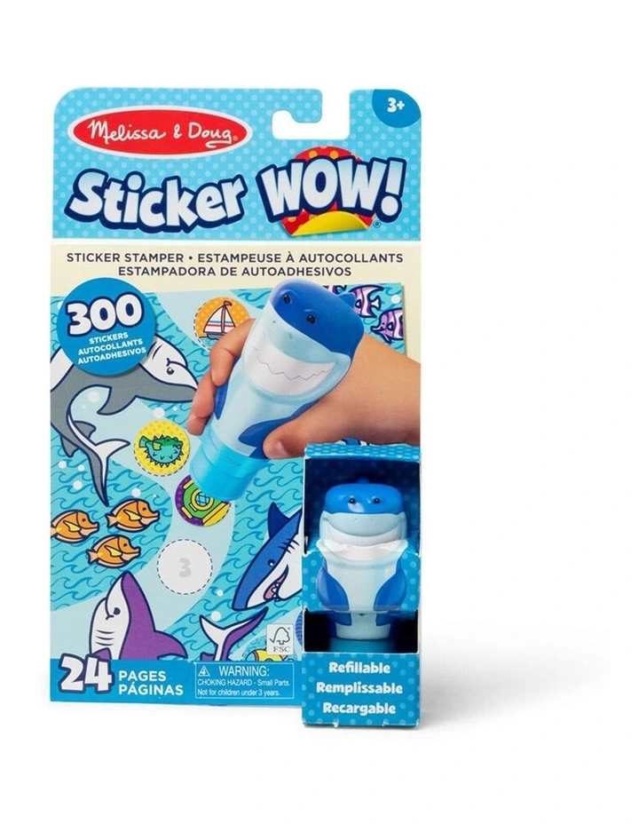 Melissa & Doug Sticker WOW! Activity Pad Stamper Set Shark Kids Toy 3y  image 1
