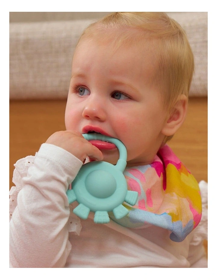 2pc Annabel Trends Silicone Hand Rattle Teether Baby Toy Set Aqua image 5