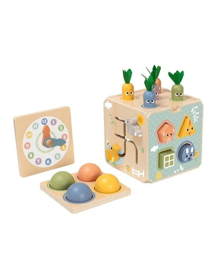 Tooky Toy Kids Toddler Wooden Activity Cube Developmental Playset 18m image 1