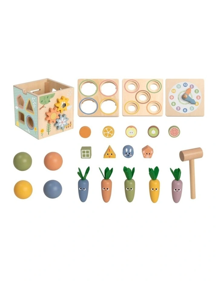 Tooky Toy Kids Toddler Wooden Activity Cube Developmental Playset 18m image 3