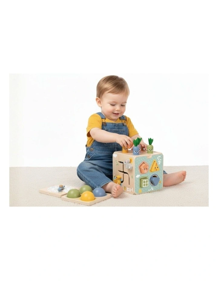 Tooky Toy Kids Toddler Wooden Activity Cube Developmental Playset 18m image 4