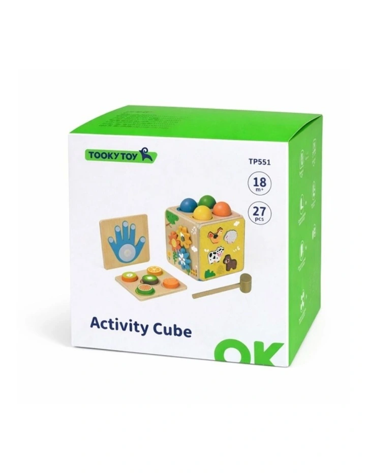 Tooky Toy Kids Toddler Wooden Activity Cube Developmental Playset 18m image 5