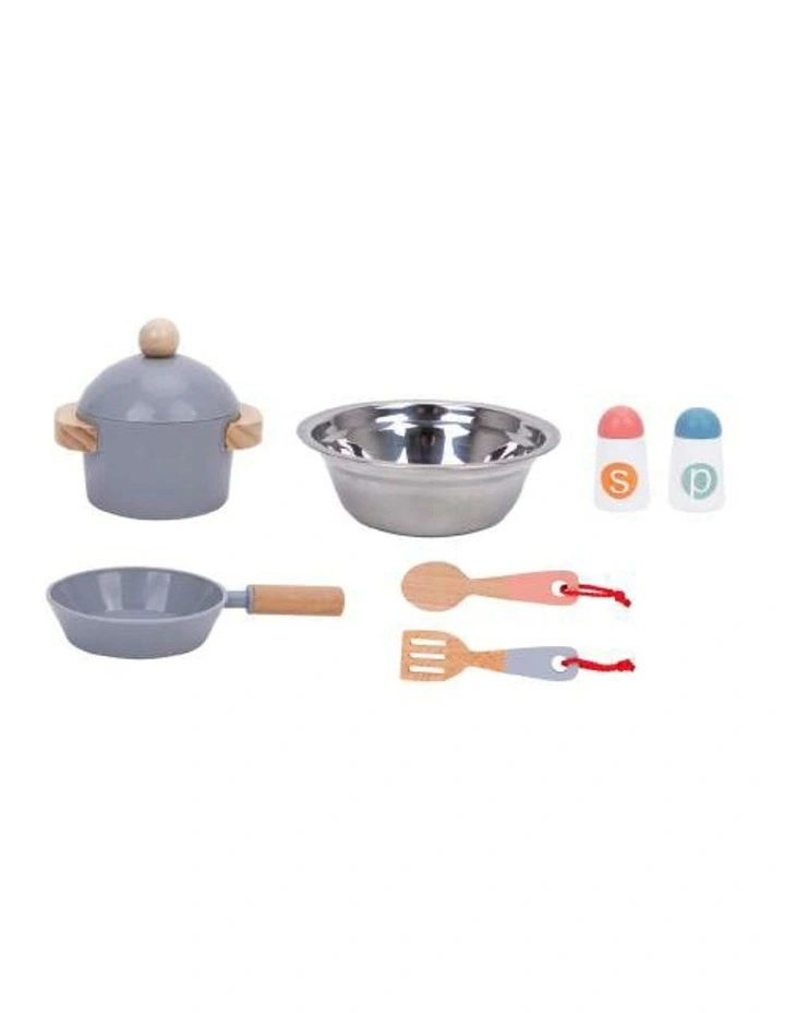 Tooky Toy Wooden Kids Pretend Play Kitchen Set With Utensils And Cookware 3 image 2