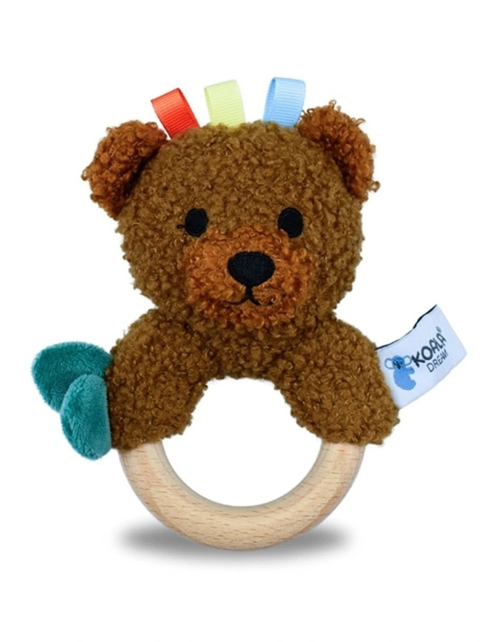 Koala Dream Snuggle Buddy Maple Bear Wooden Ring Rattle Brown 0M image 1