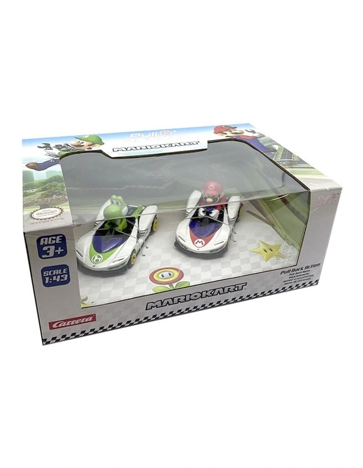 Carrera Pull & Speed Mario Kart Twin Pack Mario & Yoshi Cars 3y image 4